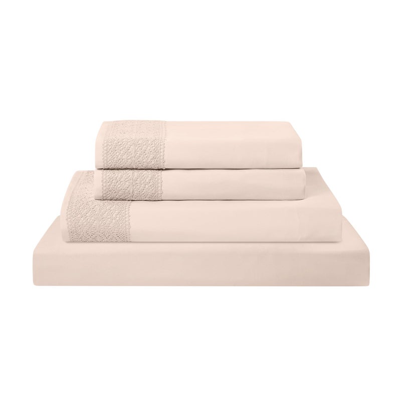 Modern Threads 4 Piece Microfiber Sheet Set â€“ Soft Cooling Bed Sheets with Crochet Lace â€“ Deep Pocket, Wrinkle Free, Breathable, Hotel Luxury Bedding, Blush Pink, Queen - Image 1